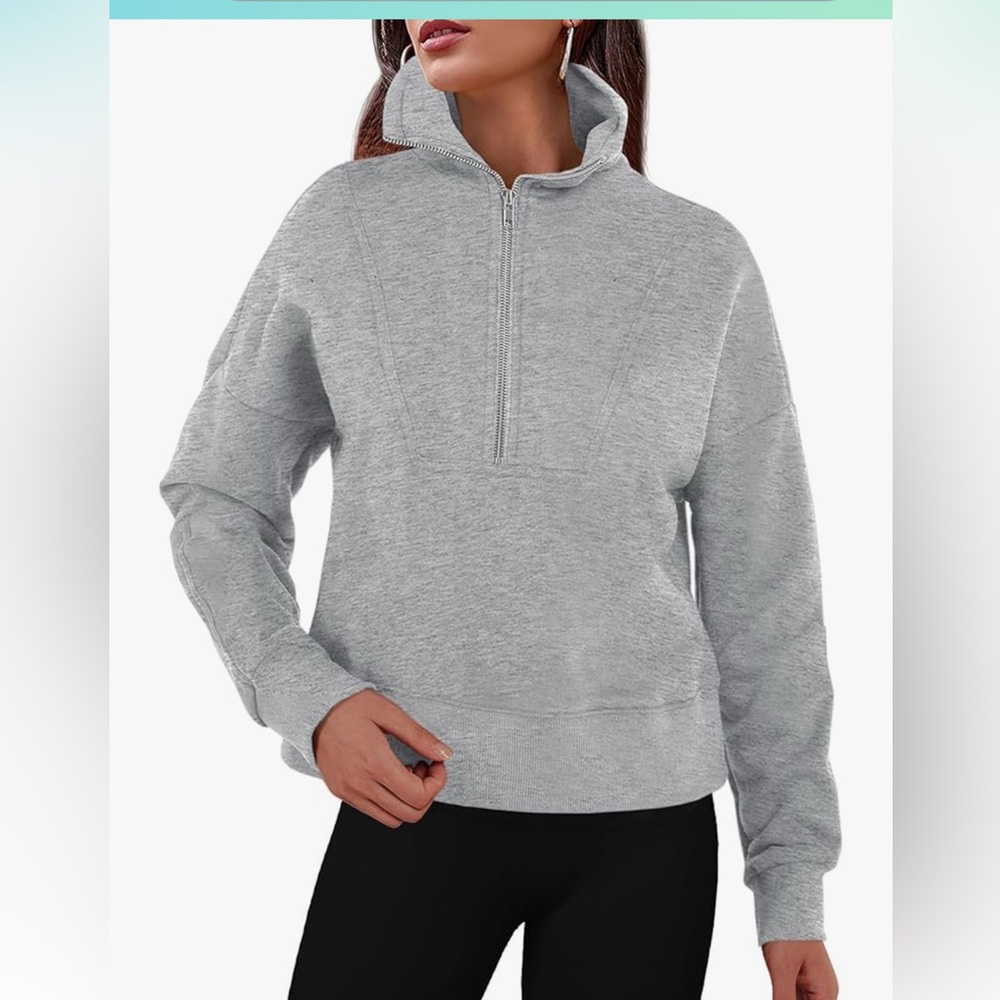 Women’s casual half zip grey fleece sweatshirt small